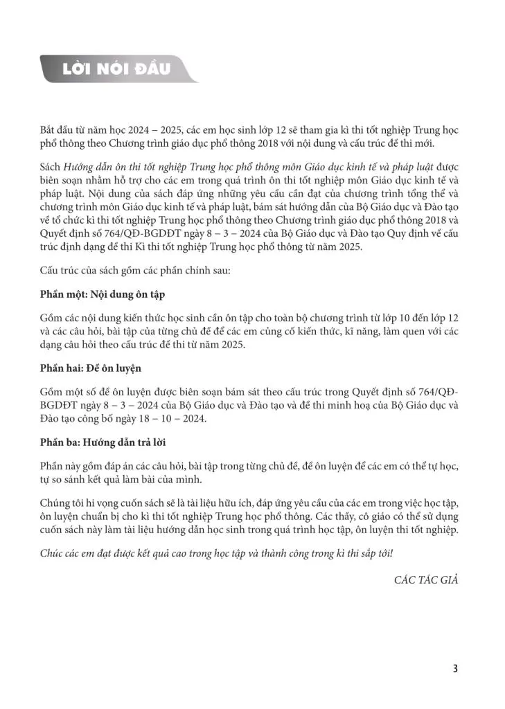 HƯỚNG DẪN ÔN THI TỐT NGHIỆP THPT MÔN GIÁO DỤC KINH TẾ VÀ PHÁP LUẬT (Năm học: 2025 - 2026)